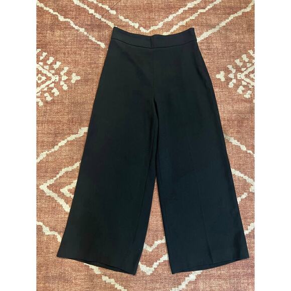 Womens Zara High Waisted Trouser Dress Pants Wide Leg Black Minimalist Medium - Picture 6 of 6